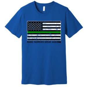 Make Farmers Great Again Tractor Us Flag Green Line Gift Premium T-Shirt