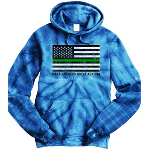 Make Farmers Great Again Tractor Us Flag Green Line Gift Tie Dye Hoodie