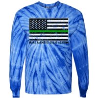 Make Farmers Great Again Tractor Us Flag Green Line Gift Tie-Dye Long Sleeve Shirt