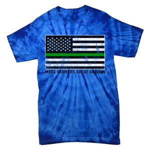 Make Farmers Great Again Tractor Us Flag Green Line Gift Tie-Dye T-Shirt