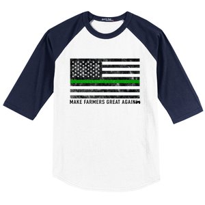 Make Farmers Great Again Tractor Us Flag Green Line Gift Baseball Sleeve Shirt