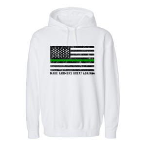 Make Farmers Great Again Tractor Us Flag Green Line Gift Garment-Dyed Fleece Hoodie