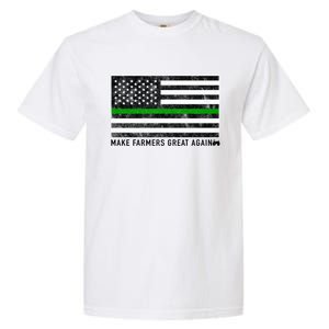 Make Farmers Great Again Tractor Us Flag Green Line Gift Garment-Dyed Heavyweight T-Shirt