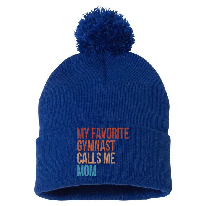 My Favorite Gymnast Calls Me Mom Funny Vintage Gymnastics Gift Pom Pom 12in Knit Beanie