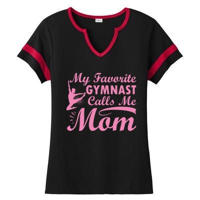 My Favorite Gymnast Calls Me Mom Gymnastic Dog Lover Cute Gift Ladies Halftime Notch Neck Tee