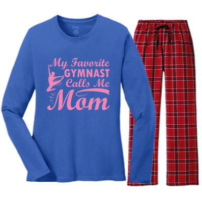 My Favorite Gymnast Calls Me Mom Gymnastic Dog Lover Cute Gift Women's Long Sleeve Flannel Pajama Set 