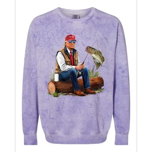 Make Fishing Great Again Funny Bass Fishing Humor Trump Colorblast Crewneck Sweatshirt