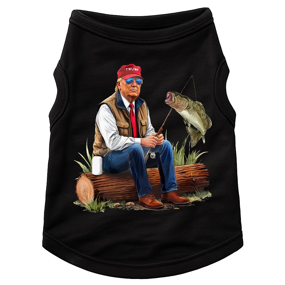 Make Fishing Great Again Funny Bass Fishing Humor Trump Doggie Tank