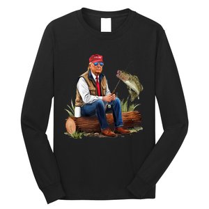 Make Fishing Great Again Funny Bass Fishing Humor Trump Long Sleeve Shirt