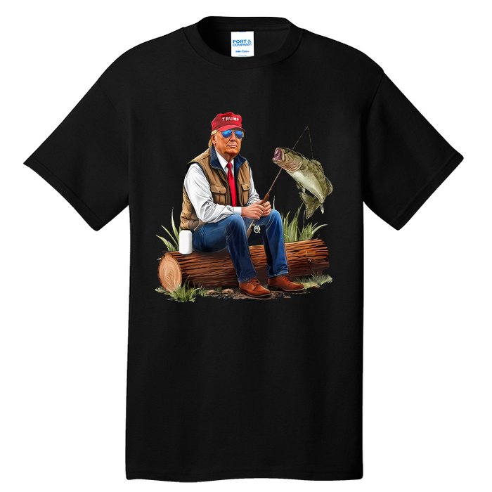 Make Fishing Great Again Funny Bass Fishing Humor Trump Tall T-Shirt