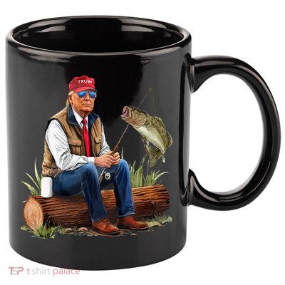 Make Fishing Great Again Funny Bass Fishing Humor Trump 11oz C Handle Ceramic Mug