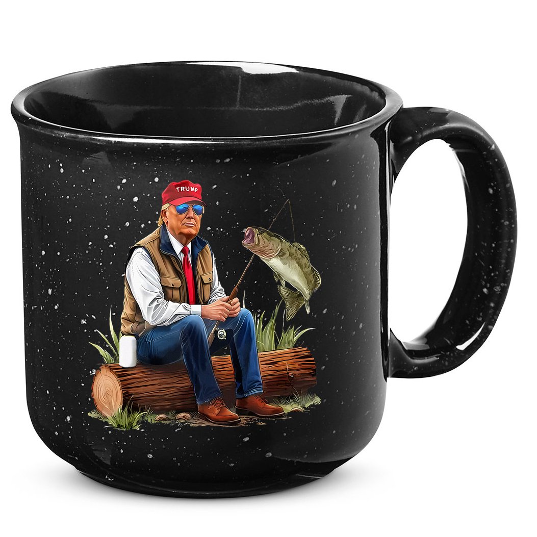 Make Fishing Great Again Funny Bass Fishing Humor Trump 15oz Campfire Ceramic Mug