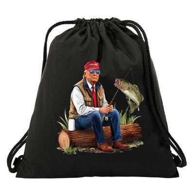 Make Fishing Great Again Funny Bass Fishing Humor Trump Drawstring Bag