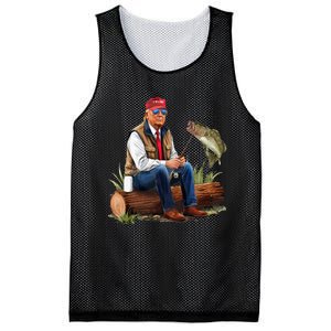 Make Fishing Great Again Funny Bass Fishing Humor Trump Mesh Reversible Basketball Jersey Tank