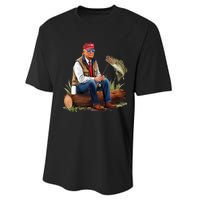 Make Fishing Great Again Funny Bass Fishing Humor Trump Performance Sprint T-Shirt