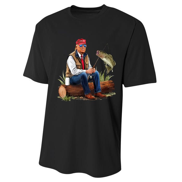 Make Fishing Great Again Funny Bass Fishing Humor Trump Performance Sprint T-Shirt