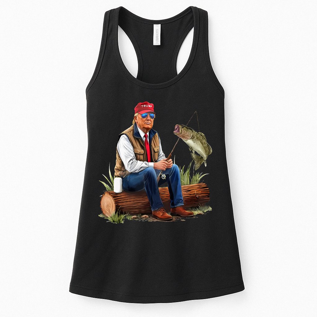 Make Fishing Great Again Funny Bass Fishing Humor Trump Womens Tank Top