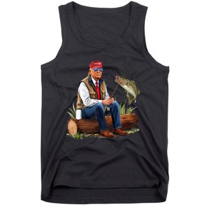 Make Fishing Great Again Funny Bass Fishing Humor Trump Tank Top