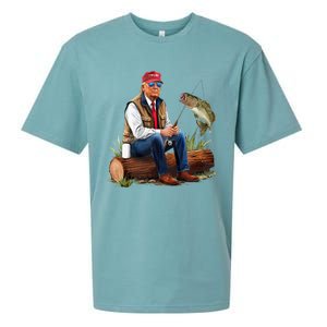 Make Fishing Great Again Funny Bass Fishing Humor Trump Sueded Cloud Jersey T-Shirt