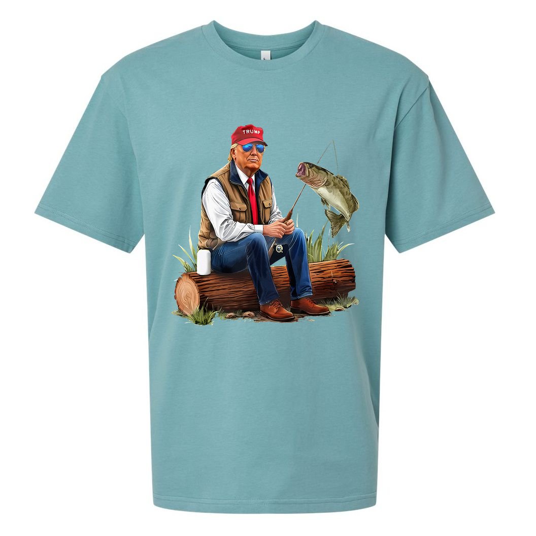 Make Fishing Great Again Funny Bass Fishing Humor Trump Sueded Cloud Jersey T-Shirt