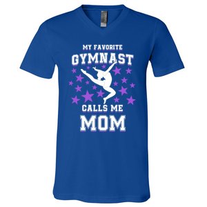 My Favorite Gymnast Calls Me Mom Gift Gymnastics Mom Gift V-Neck T-Shirt