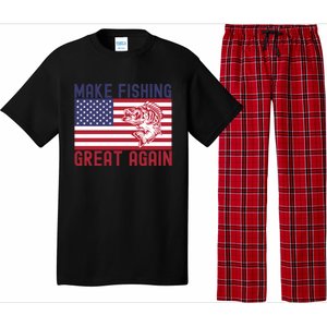 Make Fishing Great Again Bass Fish American Flag Funny Gift Pajama Set