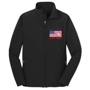 Make Fishing Great Again Bass Fish American Flag Funny Gift Core Soft Shell Jacket