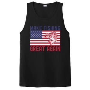 Make Fishing Great Again Bass Fish American Flag Funny Gift PosiCharge Competitor Tank