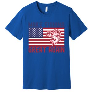 Make Fishing Great Again Bass Fish American Flag Funny Gift Premium T-Shirt