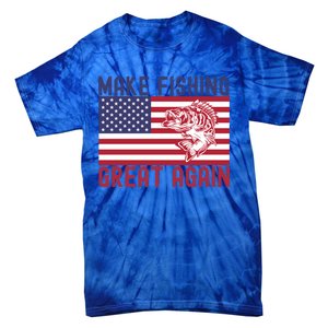 Make Fishing Great Again Bass Fish American Flag Funny Gift Tie-Dye T-Shirt