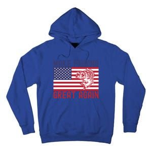 Make Fishing Great Again Bass Fish American Flag Funny Gift Tall Hoodie