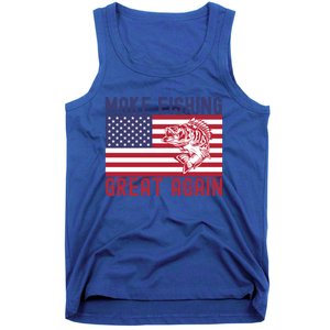 Make Fishing Great Again Bass Fish American Flag Funny Gift Tank Top