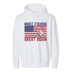 Make Fishing Great Again Bass Fish American Flag Funny Gift Garment-Dyed Fleece Hoodie