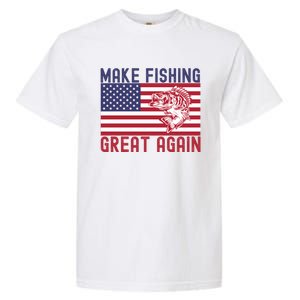 Make Fishing Great Again Bass Fish American Flag Funny Gift Garment-Dyed Heavyweight T-Shirt