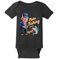 Make Fishing Great Again Trump Funny Fisherman Angler Baby Bodysuit