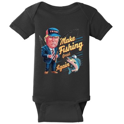 Make Fishing Great Again Trump Funny Fisherman Angler Baby Bodysuit