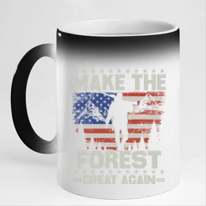 Make Forest Great Again Gift Usa Flag Wildlife Coyote Hunters Gift 11oz Black Color Changing Mug