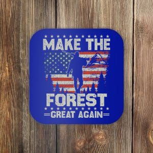 Make Forest Great Again Gift Usa Flag Wildlife Coyote Hunters Gift Coaster