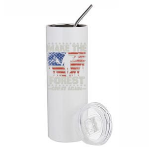 Make Forest Great Again Gift Usa Flag Wildlife Coyote Hunters Gift Stainless Steel Tumbler