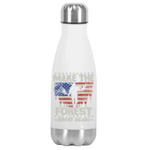 Make Forest Great Again Gift Usa Flag Wildlife Coyote Hunters Gift Stainless Steel Insulated Water Bottle