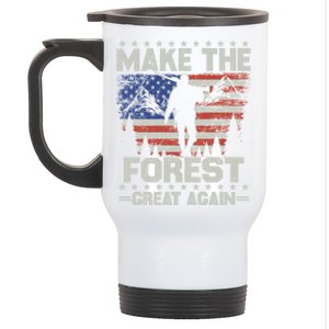 Make Forest Great Again Gift Usa Flag Wildlife Coyote Hunters Gift Stainless Steel Travel Mug