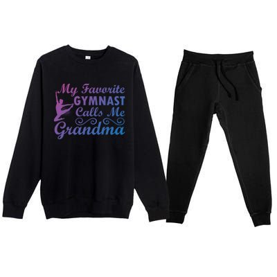 My Favorite Gymnast Calls Me Grandma Gymnastic Dog Lover Gift Premium Crewneck Sweatsuit Set