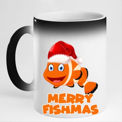 Merry Fishmas Gift 11oz Black Color Changing Mug