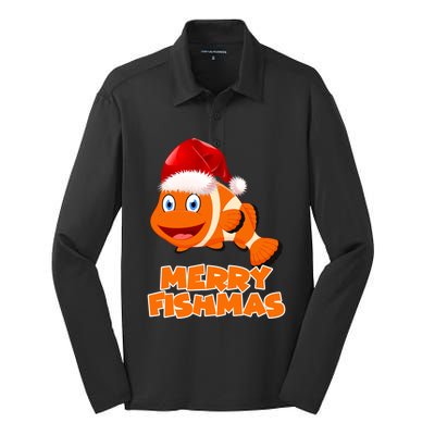 Merry Fishmas Gift Silk Touch Performance Long Sleeve Polo