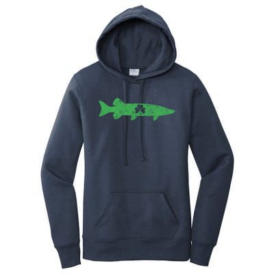 Musky Fishing Gift St Patrick's Day Irish Fisher Gift Women's Pullover Hoodie