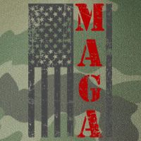 Maga Flag Gray And Red Distressed American Flag Legacy Tie Dye Trucker Hat