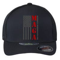 Maga Flag Gray And Red Distressed American Flag Flexfit Unipanel Trucker Cap