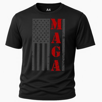 Maga Flag Gray And Red Distressed American Flag Performance Shirt
