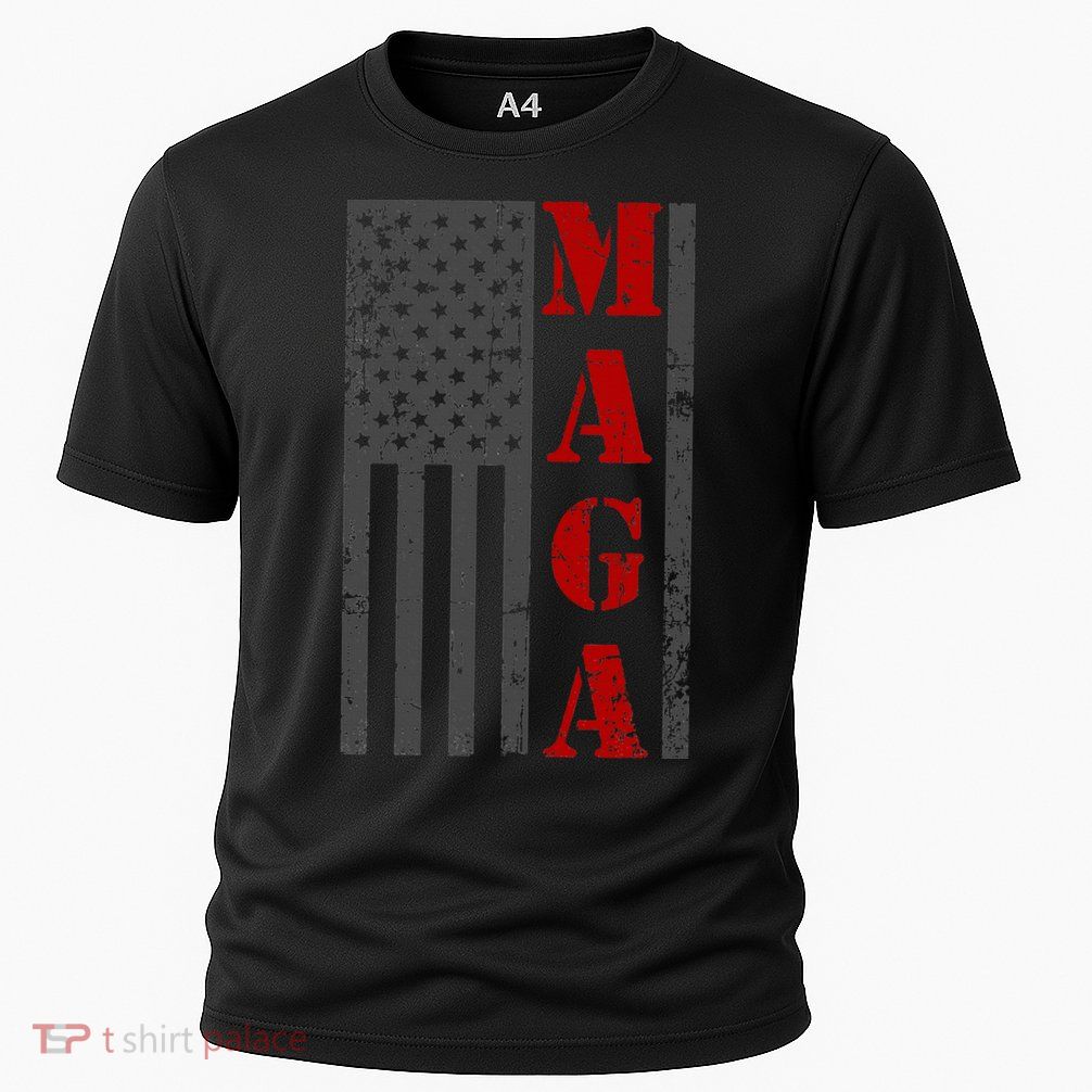 Maga Flag Gray And Red Distressed American Flag Performance Shirt