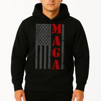 Maga Flag Gray And Red Distressed American Flag Hoodie